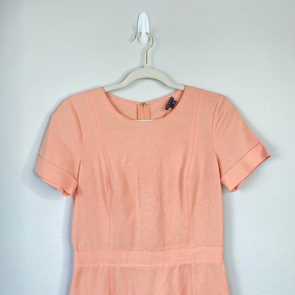 THEORY Inessa Jubilee Peach Coral Pink Gold Zipper Form Fitting Size 4 Mini - Picture 5 of 9